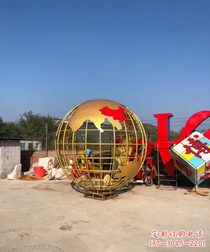 广西不锈钢地球仪雕塑点缀校园景观