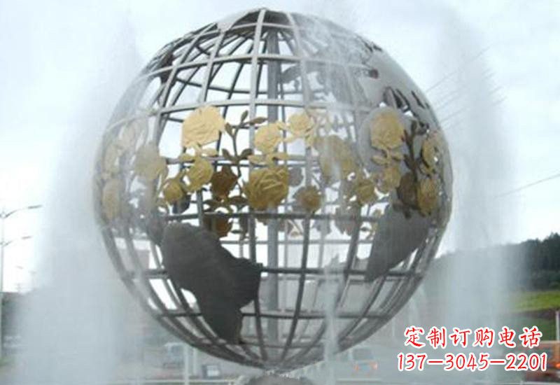 广西不锈钢地球仪雕塑象征着地球家园