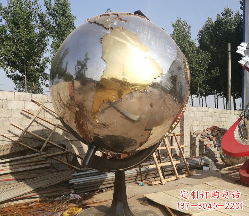 广西不锈钢地球仪校园中的精美雕塑
