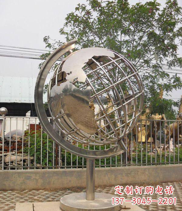 广西精美不锈钢地球仪雕塑点缀校园美景