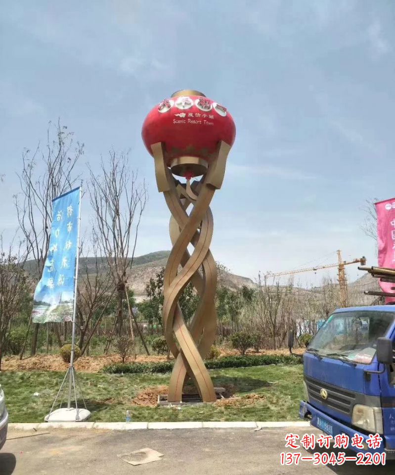 广西不锈钢灯笼雕塑灯笼照亮未来