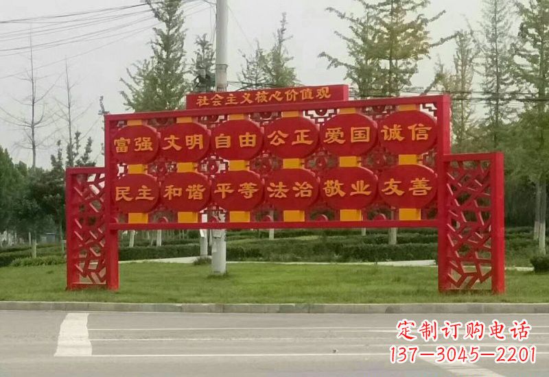 广西不锈钢灯笼雕塑传承社会主义核心价值观