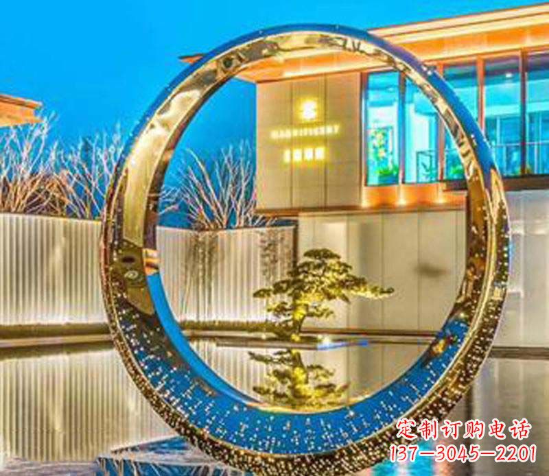 广西精美不锈钢灯饰圆环雕塑