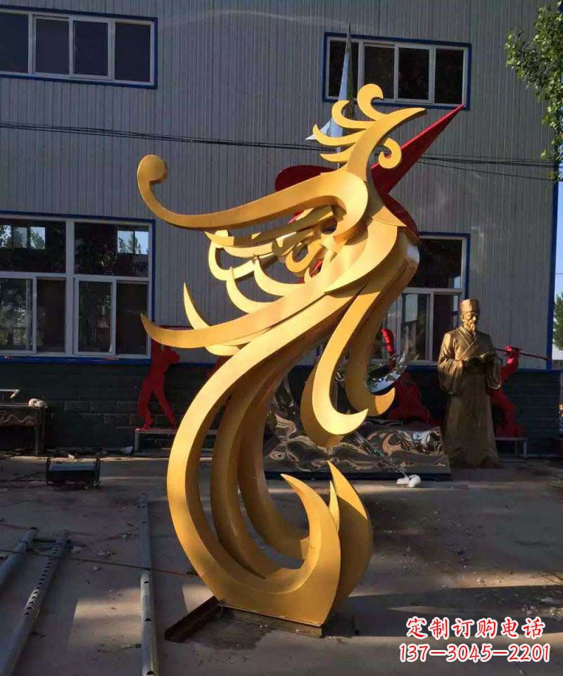 广西不锈钢雕刻凤凰雕塑传承精美工艺