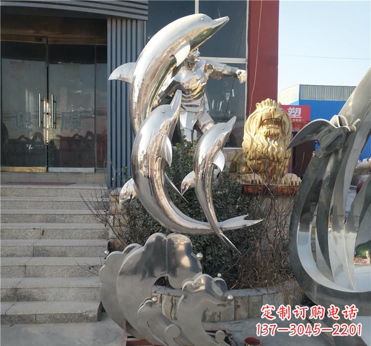 广西不锈钢海豚雕塑——精美外观,传递环保理念