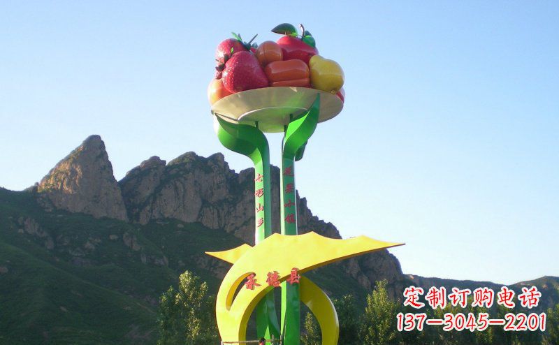 广西不锈钢制作的苹果雕塑