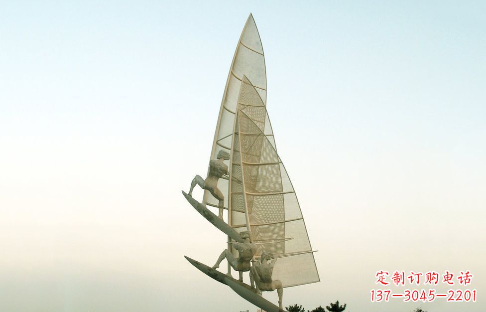 广西精美的不锈钢帆船雕塑