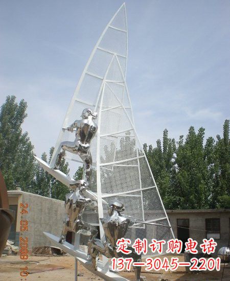广西海上航行不锈钢帆船雕塑