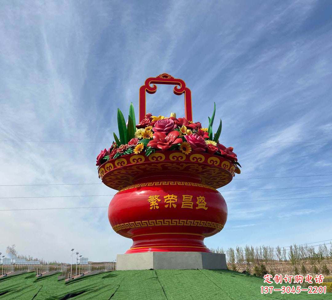 广西不锈钢花篮雕塑象征繁荣昌盛