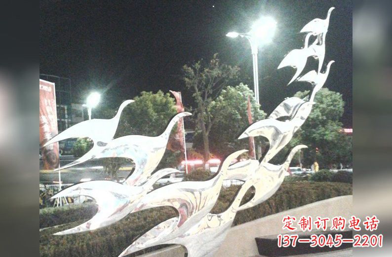 广西不锈钢大雁雕塑一种高雅的艺术美学