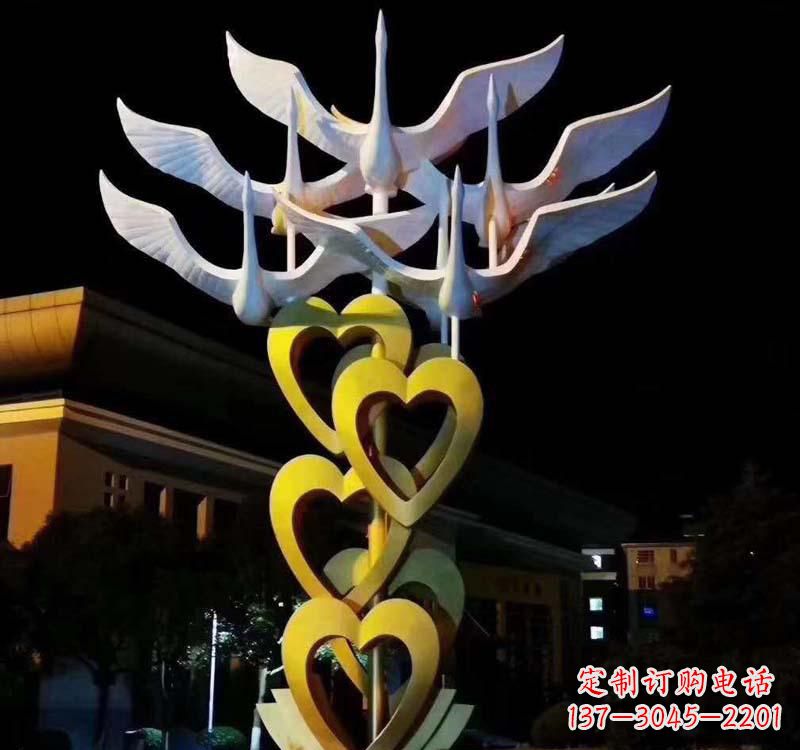 广西不锈钢大雁雕塑象征着自由的翱翔
