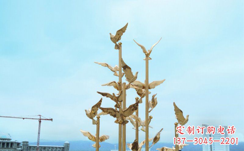 广西不锈钢飞翔的鸽子雕塑传递自由、和平的美好祝愿