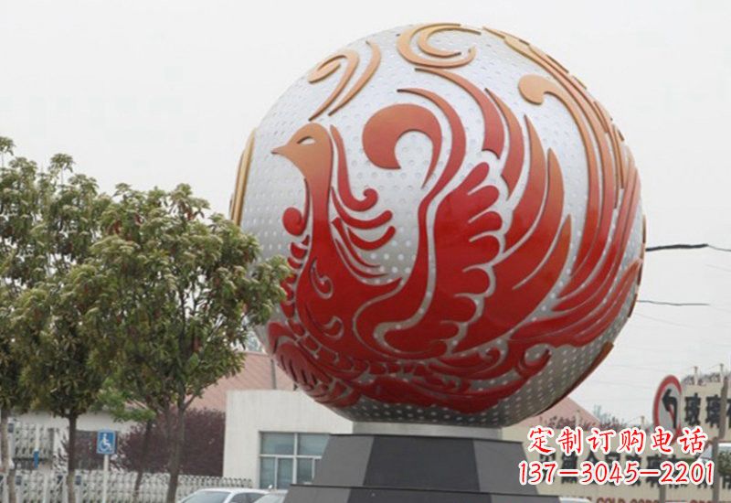 广西不锈钢凤凰浮雕圆球雕塑精美雕塑把艺术带到生活中