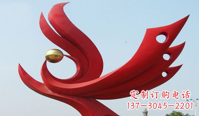 广西不锈钢凤凰雕塑象征着美丽与智慧