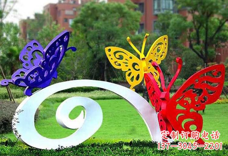 广西彩色蝴蝶雕塑,点亮不锈钢公园