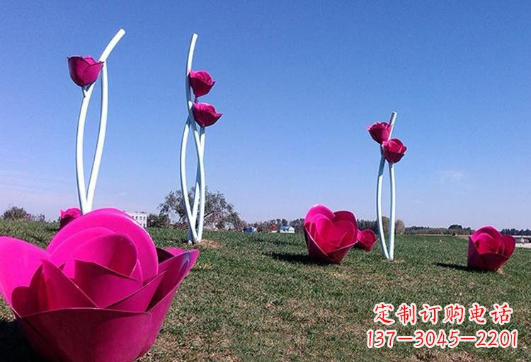 广西不锈钢玫瑰雕塑美丽的艺术之作