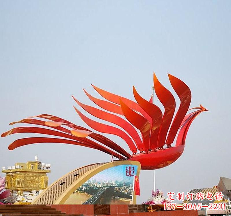 广西不锈钢凤凰雕塑——美丽的象征