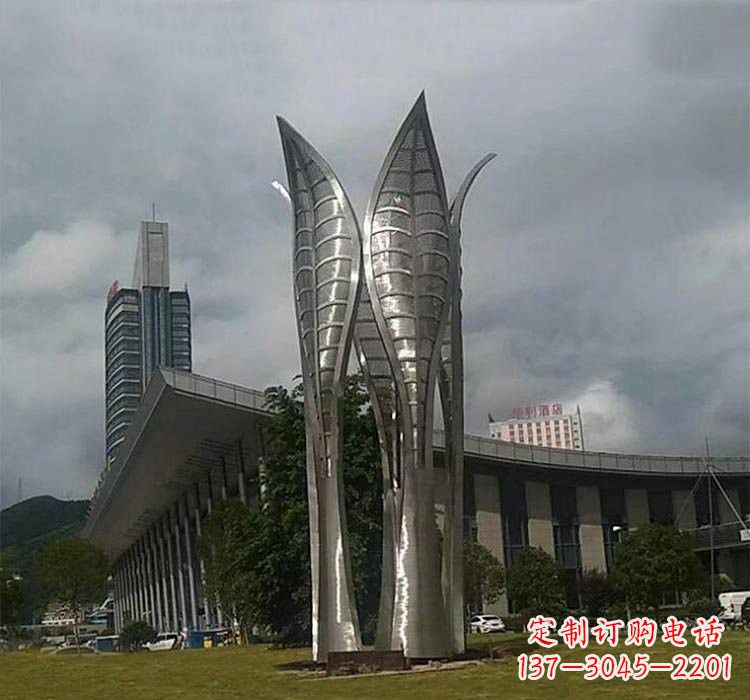 广西不锈钢公园大型树叶雕塑精美绝伦
