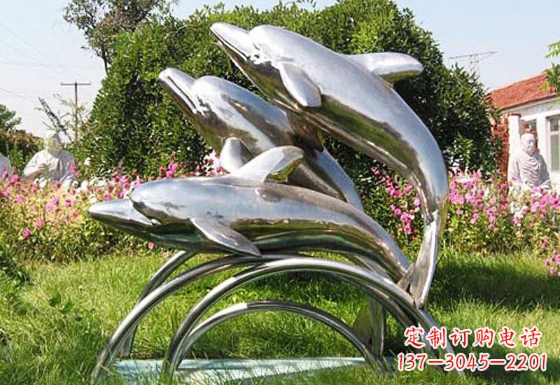 广西不锈钢海豚雕塑——点亮公园的精灵