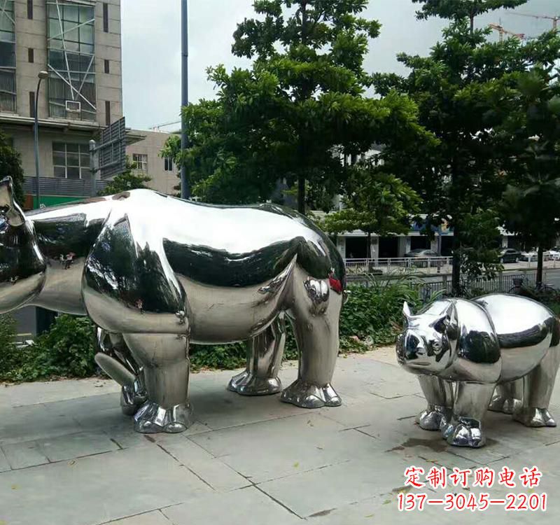 广西不锈钢犀牛雕塑把大自然带入城市
