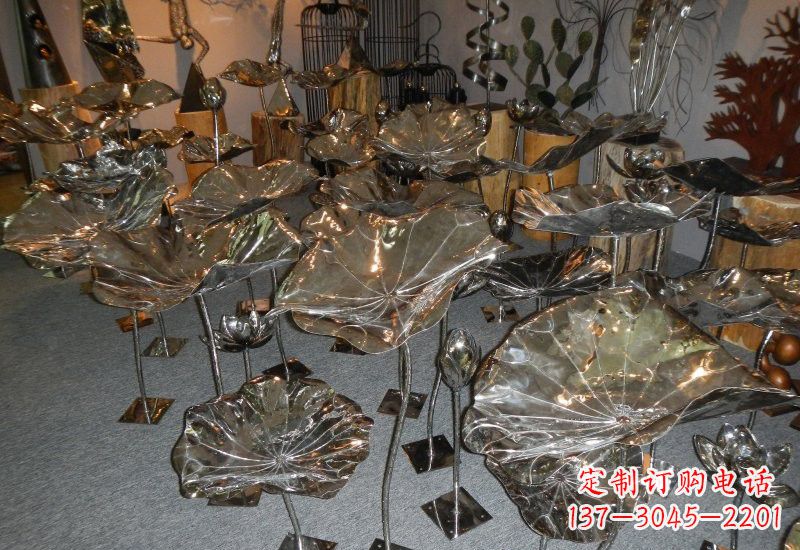 广西不锈钢荷叶雕塑——缔造美丽公园