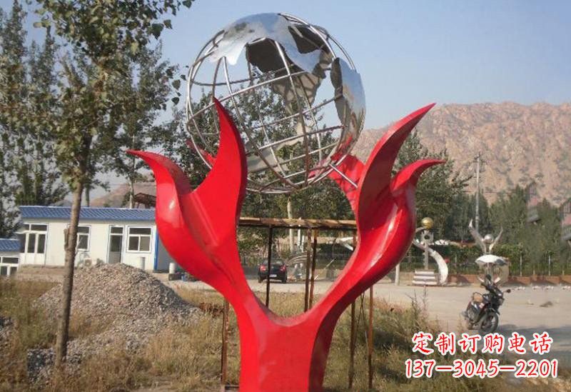 广西地球雕塑一座象征和平的不锈钢公园