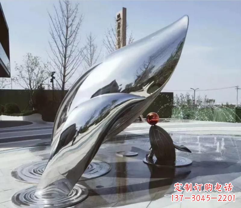 广西精美不锈钢海豚雕塑