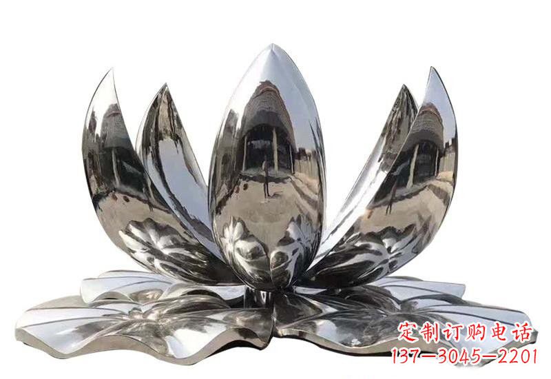 广西不锈钢公园镜面莲花雕塑光彩夺目