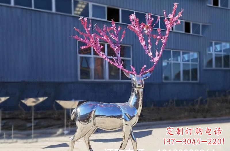 广西梅花鹿雕塑不锈钢公园的美丽礼物