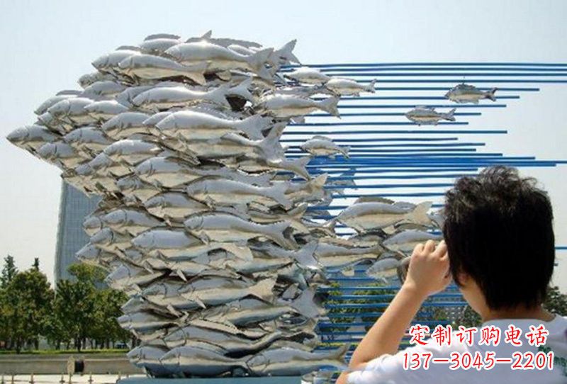 广西不锈钢公园鲤鱼雕塑传承传统文化