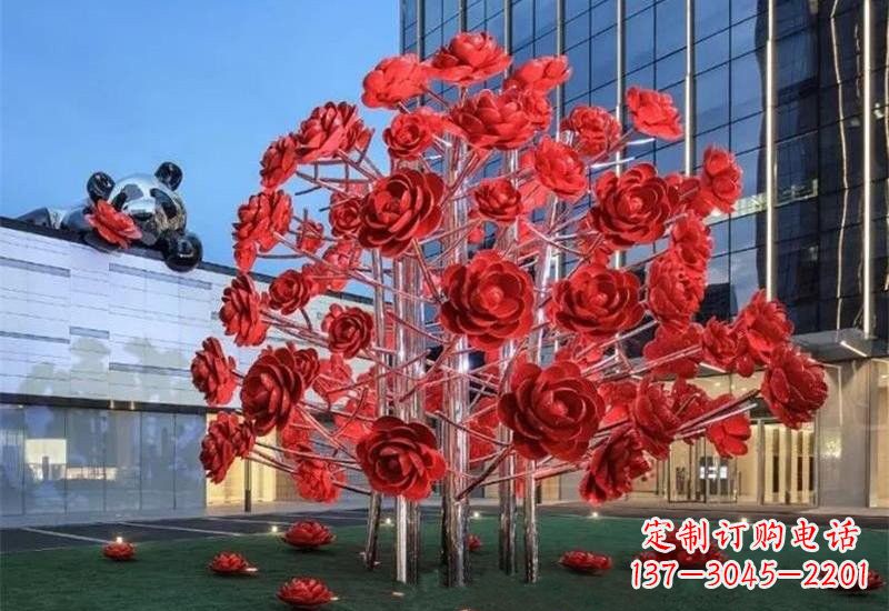 广西不锈钢公园玫瑰花树雕塑——让玫瑰长驻公园