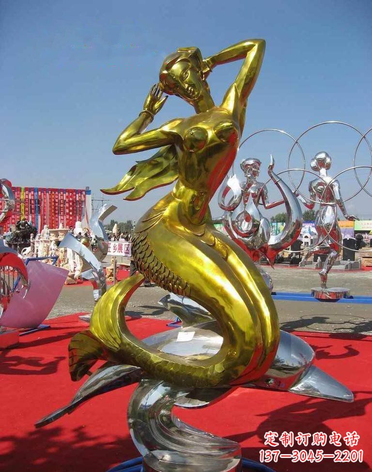 广西不锈钢美人鱼雕塑——美丽的象征