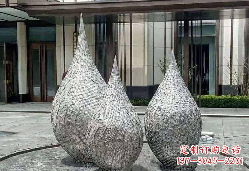 广西不锈钢镂空水滴雕塑精致美观