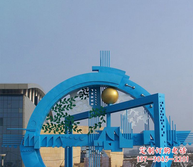 广西不锈钢拱桥雕塑美丽的艺术品