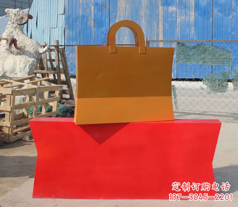 广西精美不锈钢购物袋雕塑