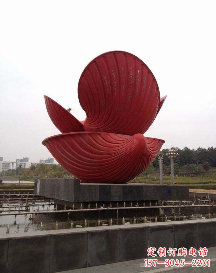 广西不锈钢贝壳喷泉雕塑——海洋之美无限