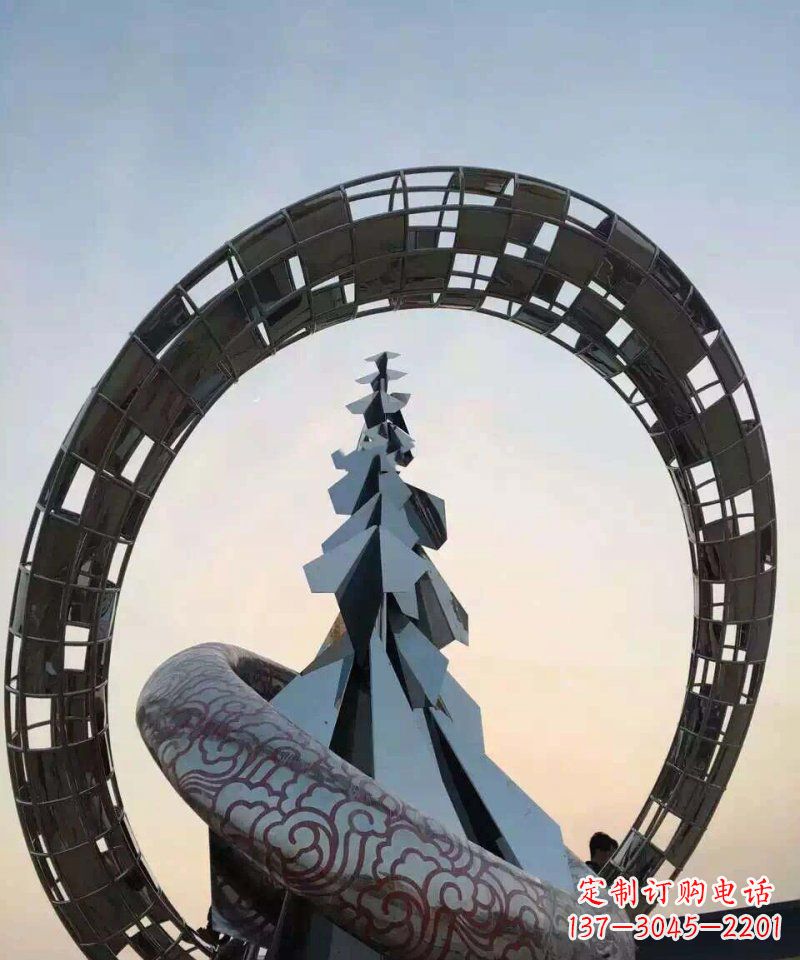 广西不锈钢松树祥云雕塑
