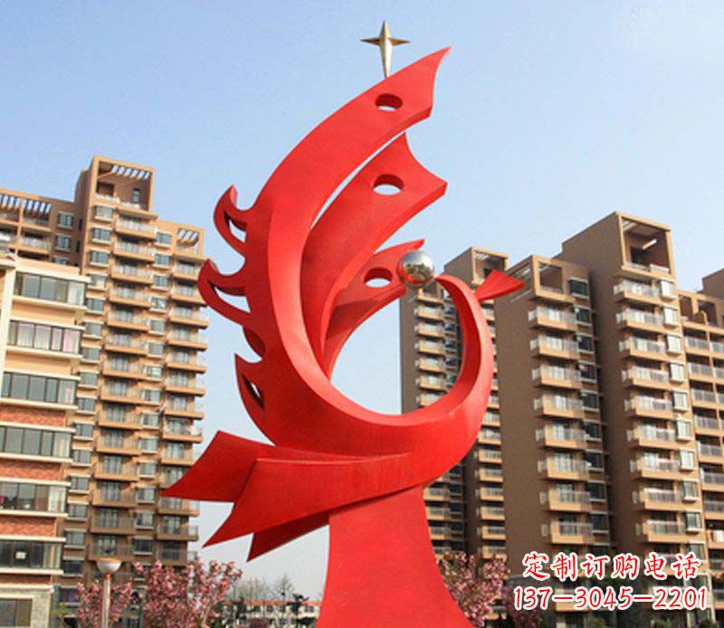 广西凤凰雕塑不锈钢广场的精美景观