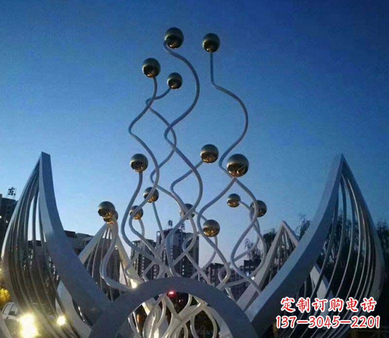 广西不锈钢荷花雕塑美丽的象征