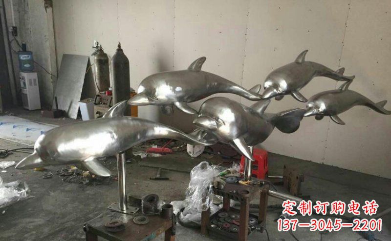 广西不锈钢海豚雕塑