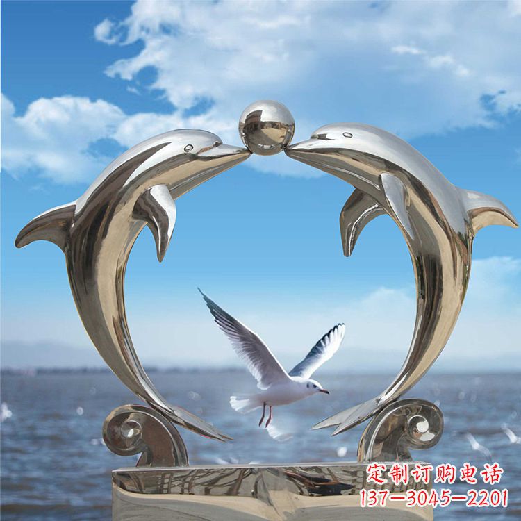 广西不锈钢海豚雕塑精美的海洋之美