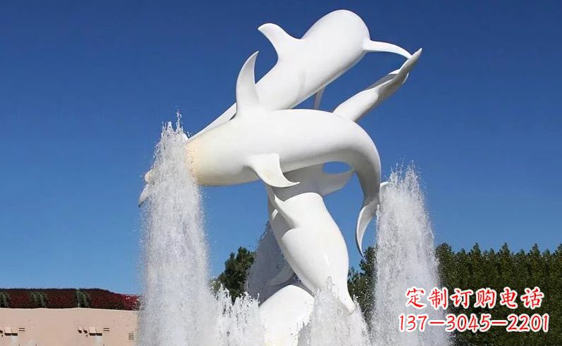 广西不锈钢海豚喷泉雕塑传递海豚的美丽
