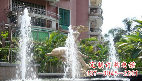 广西不锈钢海豚喷泉雕塑精美的海洋艺术