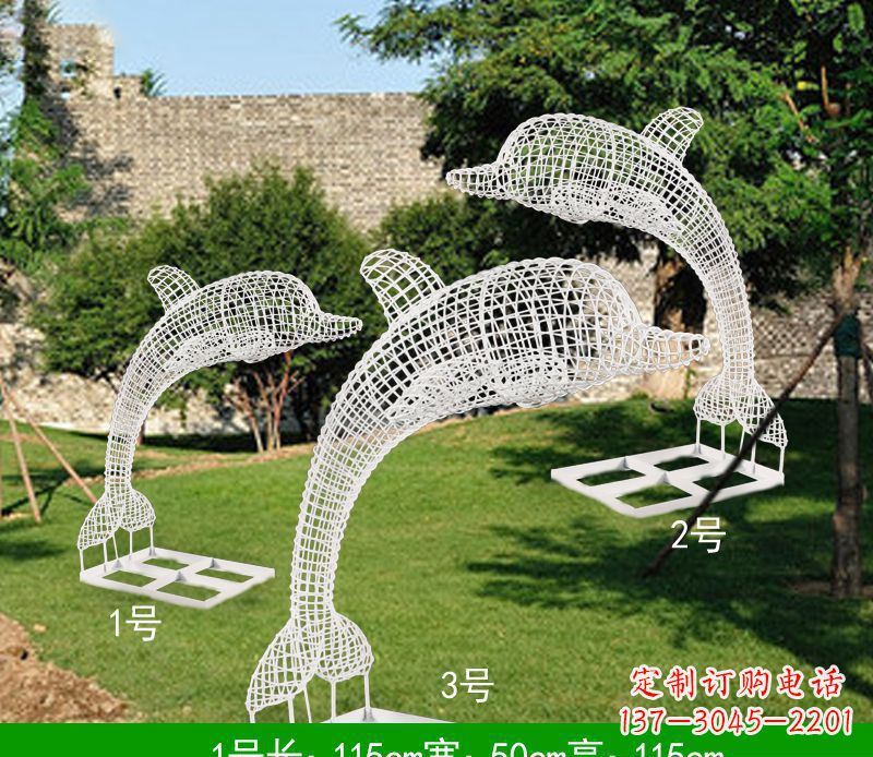 广西不锈钢海豚组合雕塑精美的艺术品