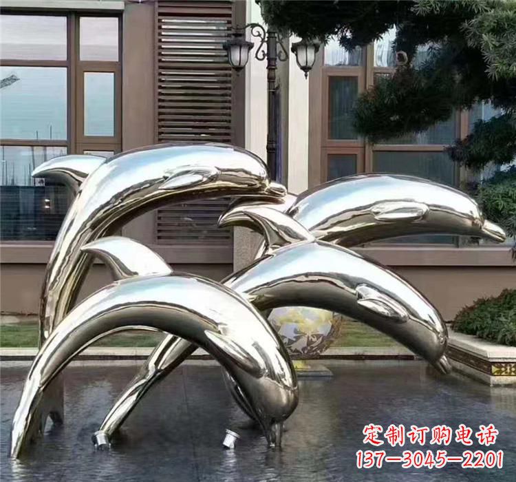 广西不锈钢海洋动物雕塑——海豚