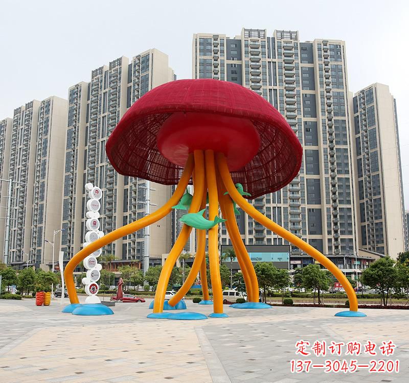 广西不锈钢海洋水母动物雕塑精美绝伦