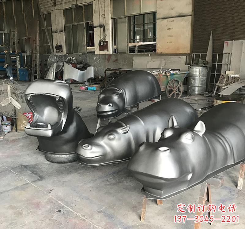 广西静态之美22英寸不锈钢河马雕塑