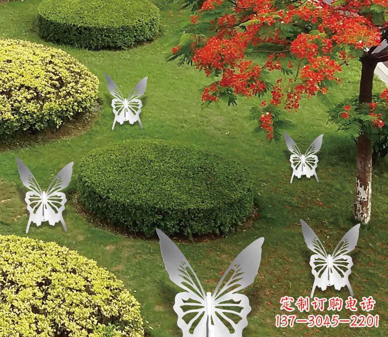 广西灵动飞舞不锈钢蝴蝶雕塑