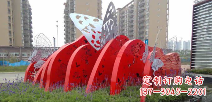 广西不锈钢蝴蝶小区景观雕塑美丽的蝴蝶展翅