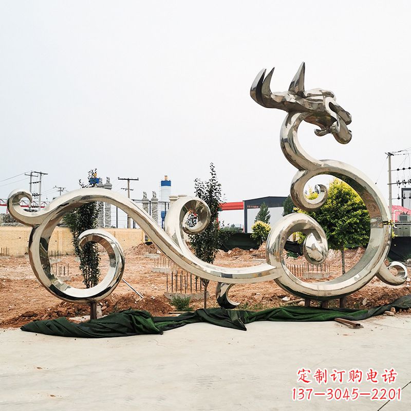 广西不锈钢花边龙形雕塑传承中华文化精髓